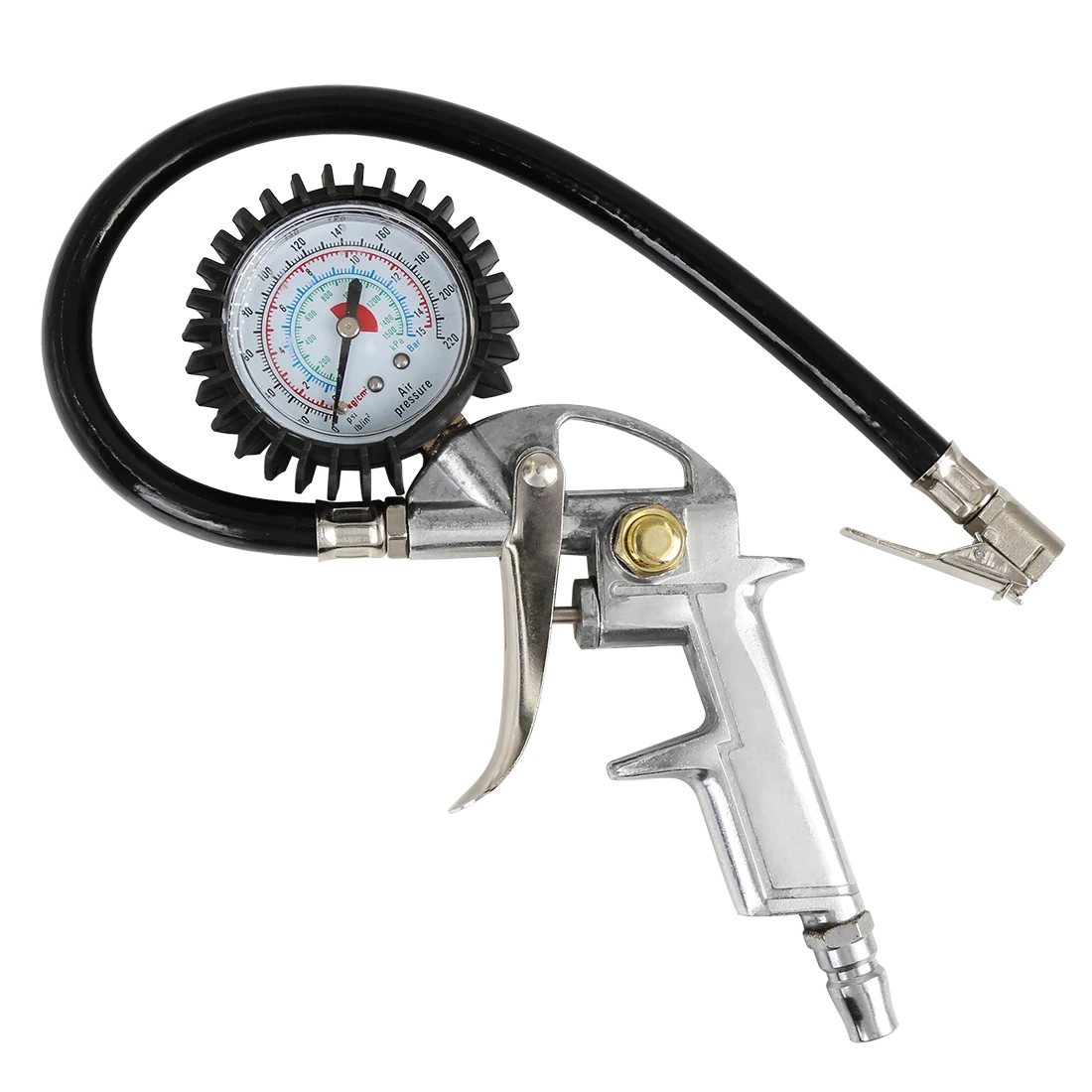 
220 psi car tire pressure gauge inflator pumps pressure gauge with lock tools repair tire pressure gun 