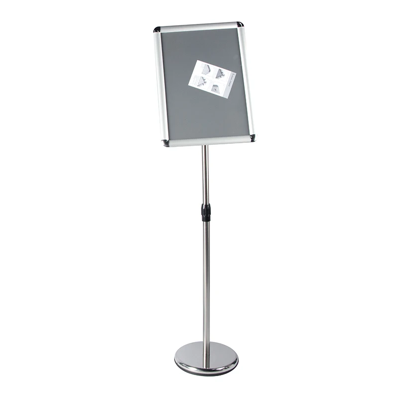 A3A4 size poster display banner floor standing stainless steel  water injection plastic base rotating foldable poster stand