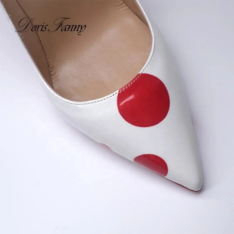 Custom Made Wedding shoes bride patent leather red spots sexy stiletto women shoes high heels pumps