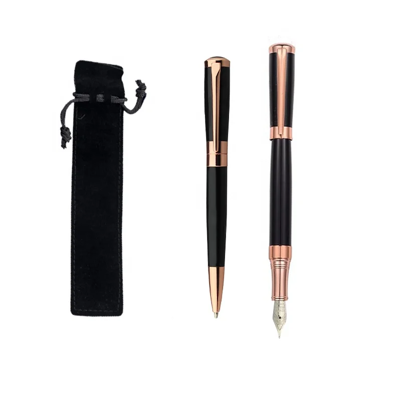 Luxury rose gold metal fountain pen nibs Custom Logo Business Gift Fountain Pen ink