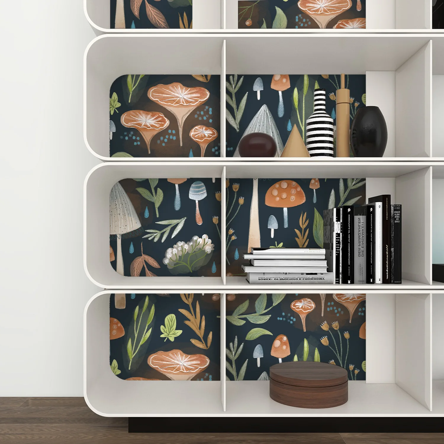 Watercolor magic forest mushroom self-adhesive wallpaper colorful hand painted plant decoration transformation wallpaper