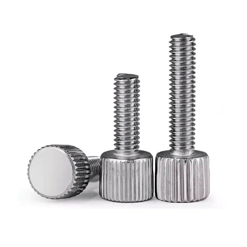 The 304 Stainless Steel Round hand twist screw thumb screw Single vertical knurled screw M2-M6