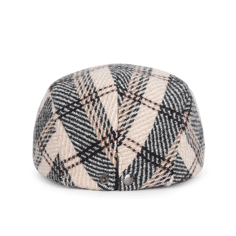 Factory vintage Plaid women mans winter hat  British french beret hat Retro Newsboy berets caps