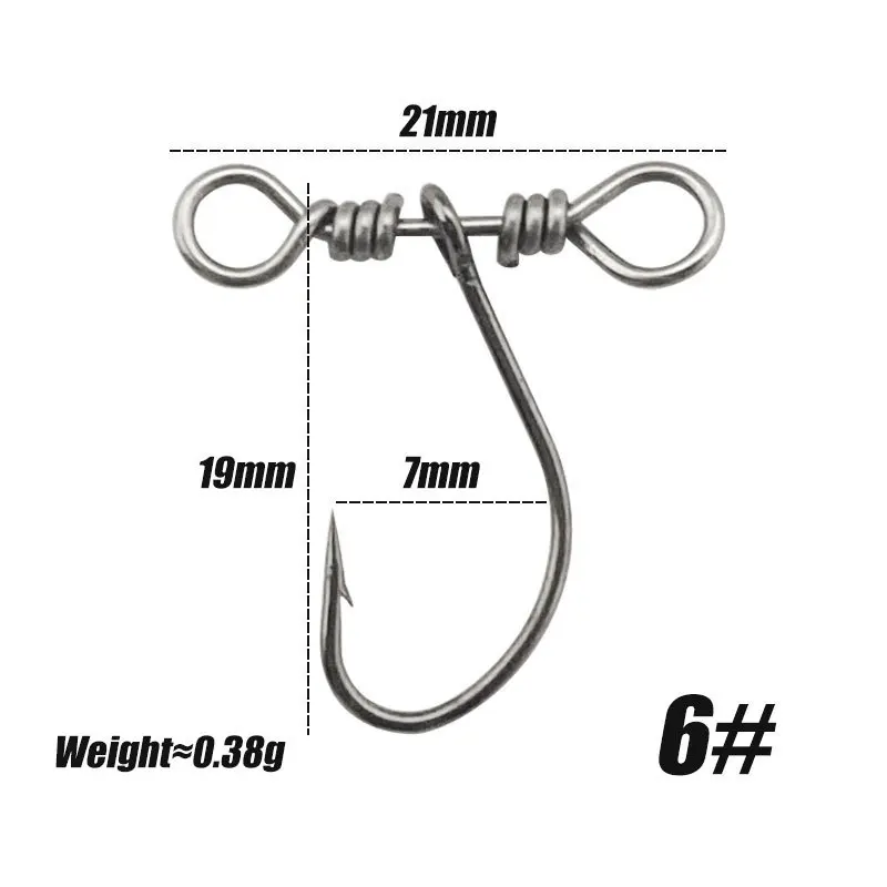 1# 4# 6# High Carbon Steel Drop Shot Hooks in-line Drop Shot Rig and Swivels