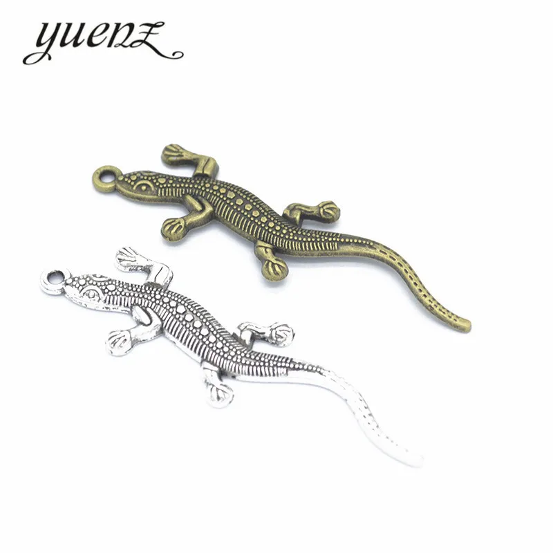 YuenZ 2 color Antique Silver Plated alloy lizard Charms Pendants for Jewelry Making DIY Handmade Craft 56*15mm D9131