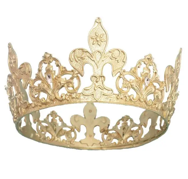 China Manufacture Wholesales Fast Delivery Crystal Round Leaf Flower Kings Crowns Metal Happy New Year Crown