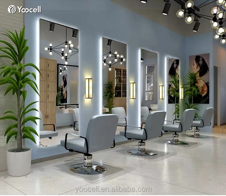 Wholesale Mirror Styling Station Shop Salon Station Hair Styling Mirror With Led Light