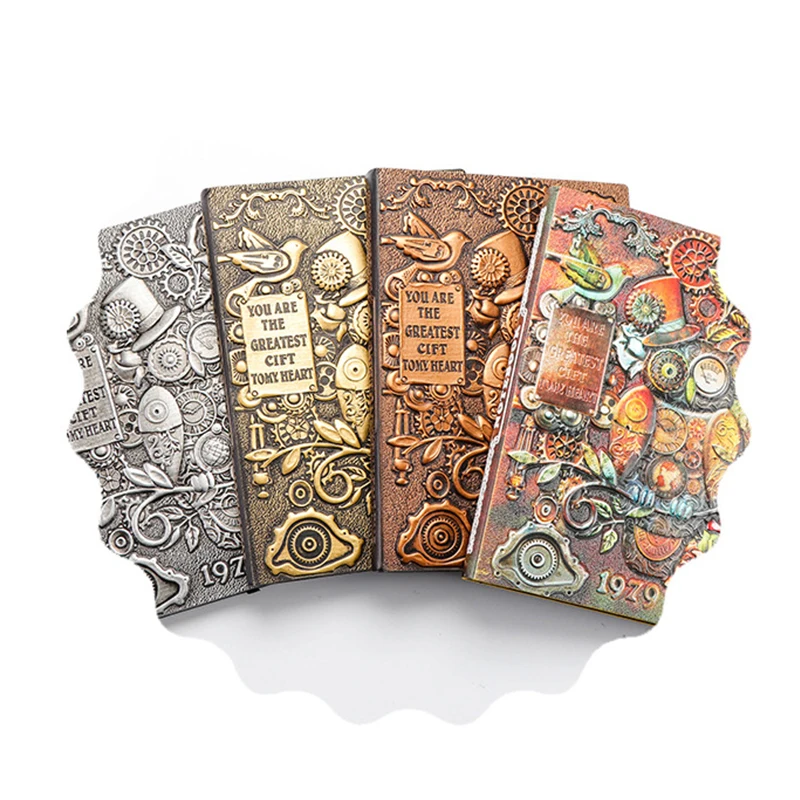 Wholesale Customizable Logo A5 Notebook Machinery Owl Punk Exquisite Retro Stereoscopic Planners Imitation Leather Cover Journal