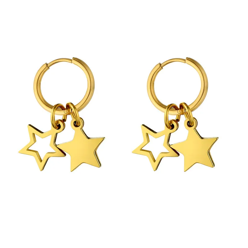 Stainless Steel Shell Pendant Earrings Dangle Drop Gold Hoop Earrings for Women Fashion Lady Best Gift