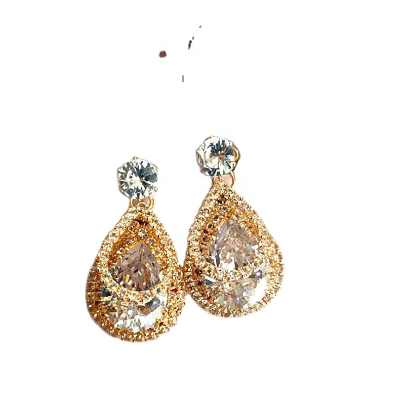 Fashion Water Drop Zircon Earrings Fine Jewelry Earrings Simple Design Earrings For Women