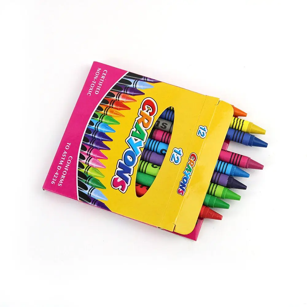 custom color crayons 6 pack in bulk with full color logo printing box for kids drawing