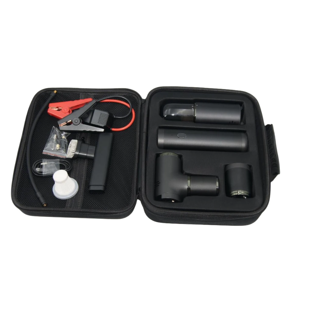 Portable Car  Combo Kit 12V 10000mah Car Jump Starter With Air Compressor Vacuum Cleaner Flashlight and Power Bank