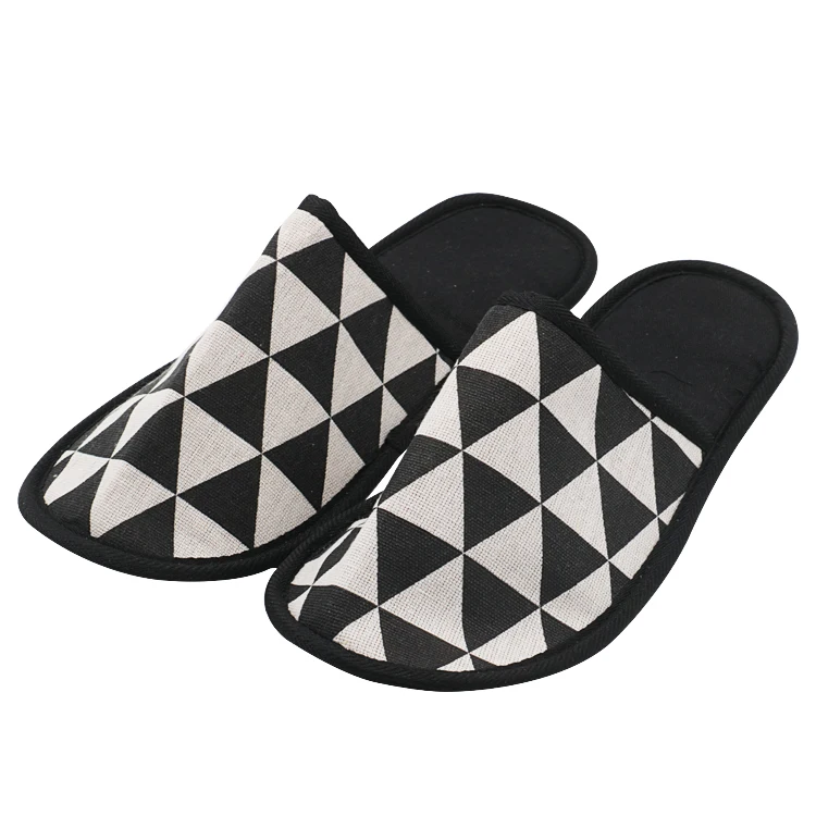 UG Black Sub Wholesale OEM custom hotel guest room slippers pattern logo Personified black luxury slippers for hotel guest room