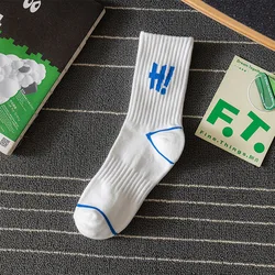 Customized Jacquard Knit Solid Color Street Style Hip Hop Letter Sports Custom Crew Socks