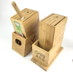 Hot Selling Bamboo Universal Knife Block Multifunction Knife Holder With Scissors Rack Kitchen Knives Set Block Stand Tool Rest