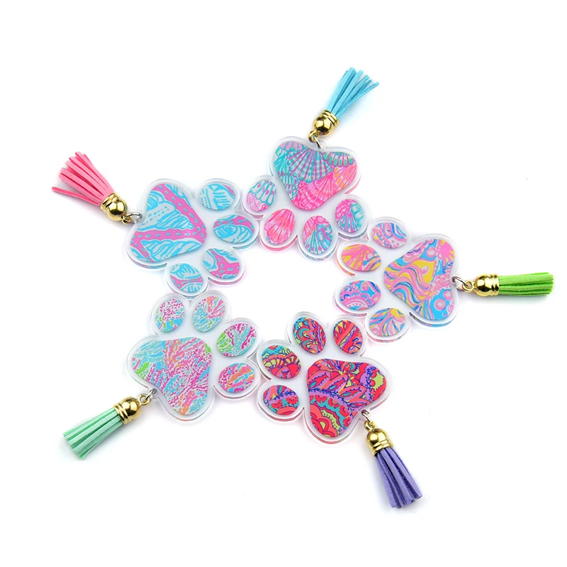 2024 Personalized Acrylic Tassel Keychain Blanks Circle Keychains Monogram Blanks for Decoration and Homemade Gift