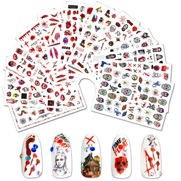 2021 hot sale Happy Halloween holiday nail art stickers B085-B096