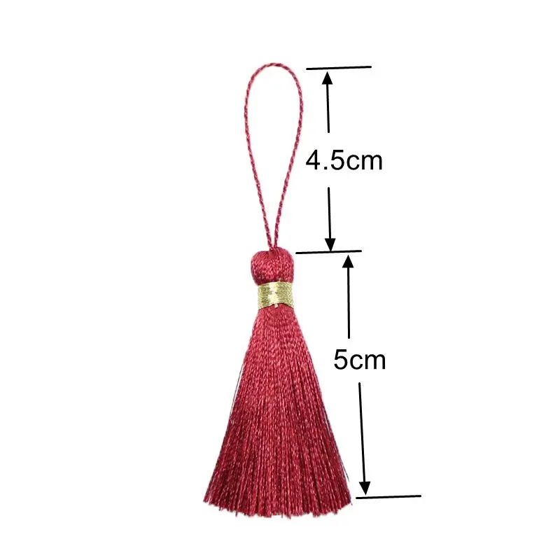 Gold thread thread tassel ice silk vertical 5CM Chinese wind tassel bottle pendant bookmark ancient style color hanging tassel