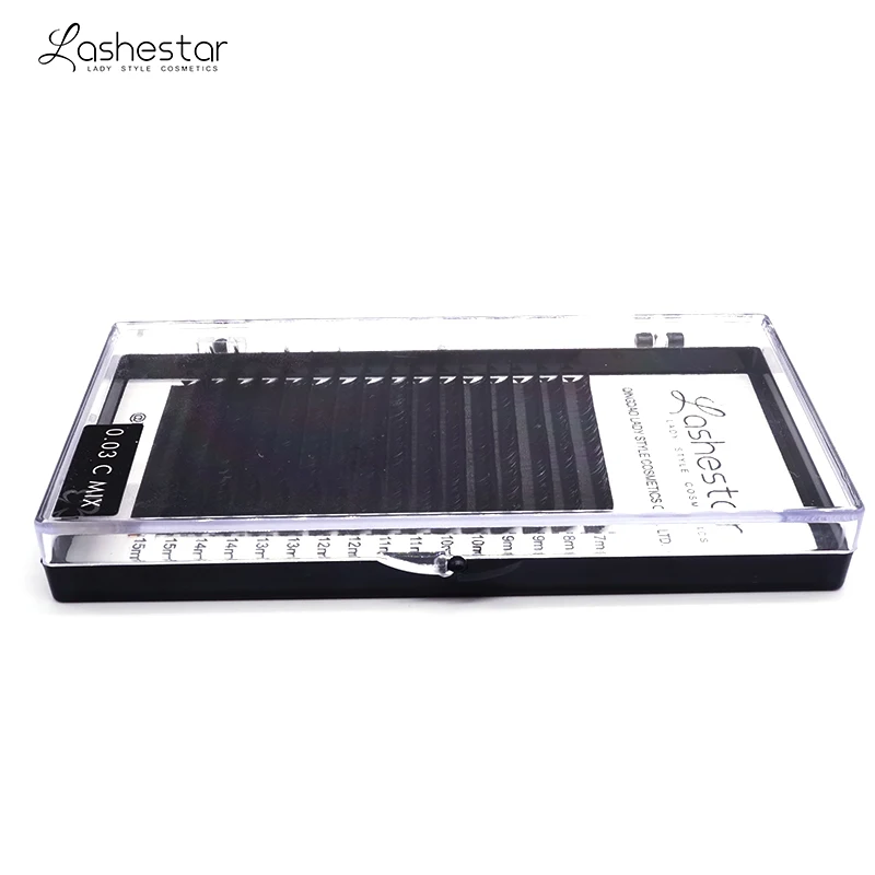 Lashestar Mega Volume Lashes 5-25mm Length 0.03mm Soft Matte Black Eyelash Extensions Natural Fluffy Cashmere Lashes