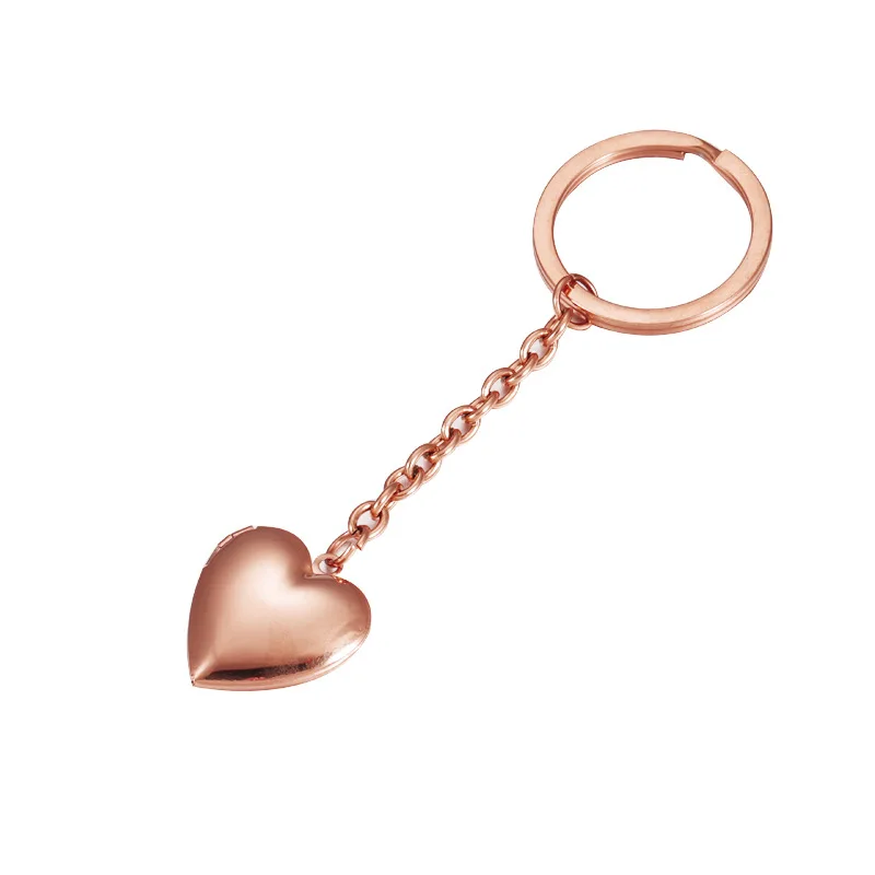 Sland Stainless Steel Memory Friend Heart Shaped Photo Keychain Gold Plated Blank Heart Locket Custom Heart Keychain