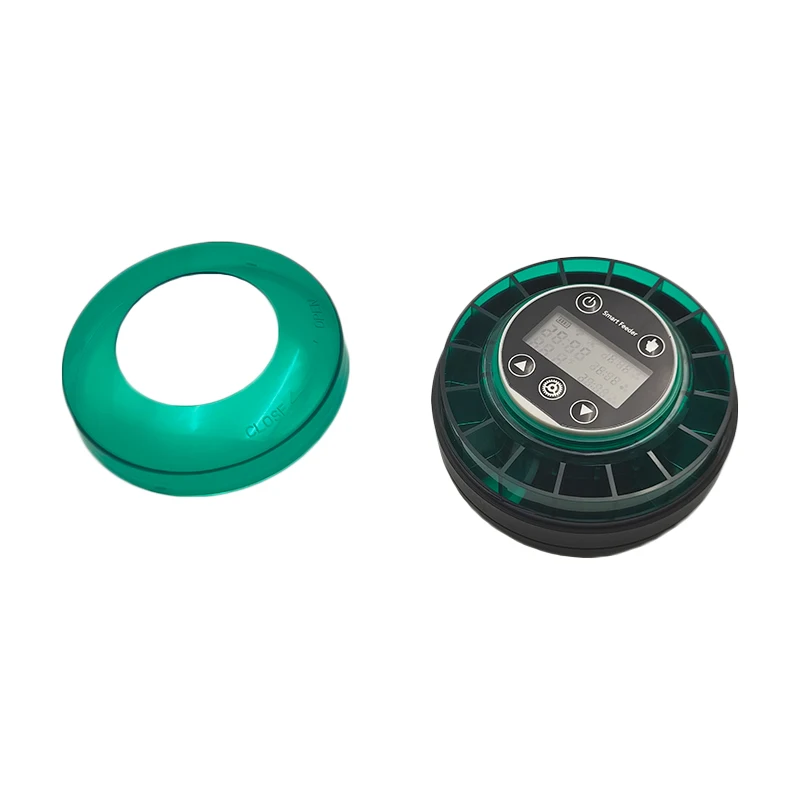 Green Plastic Intelligent Timer Automatic Fish Feeder 200ml Rounded Lithium Smart Fish Feeder for Aquarium Fish Turtle Feeding