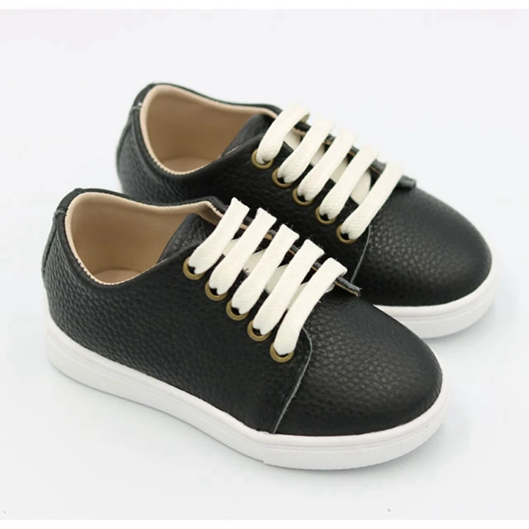 
Classical style Black And White Color Real Leather boys casual shoes children school shoes black 