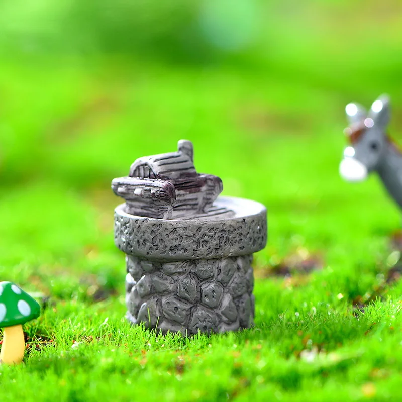 Moss Micro Landscape Figurine Simulation Retro Stone Roller Mill Model Decoration Miniature Garden Decor