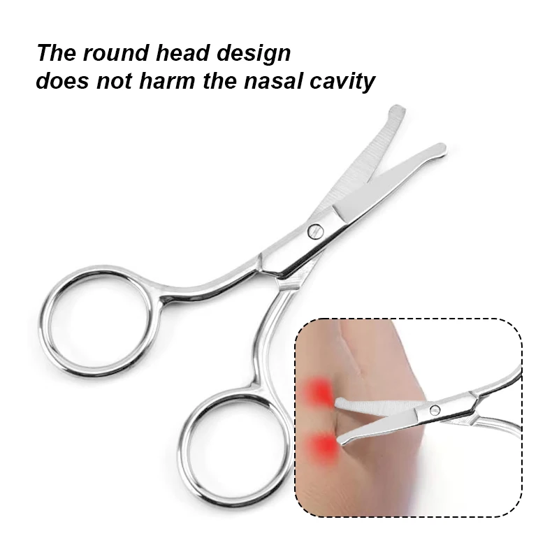 Safety Rounded Blunt Tip Nose Hair Scissor Stainless Steel Eyebrow Scissors Facial Hair Trimming Scissors For Men Women