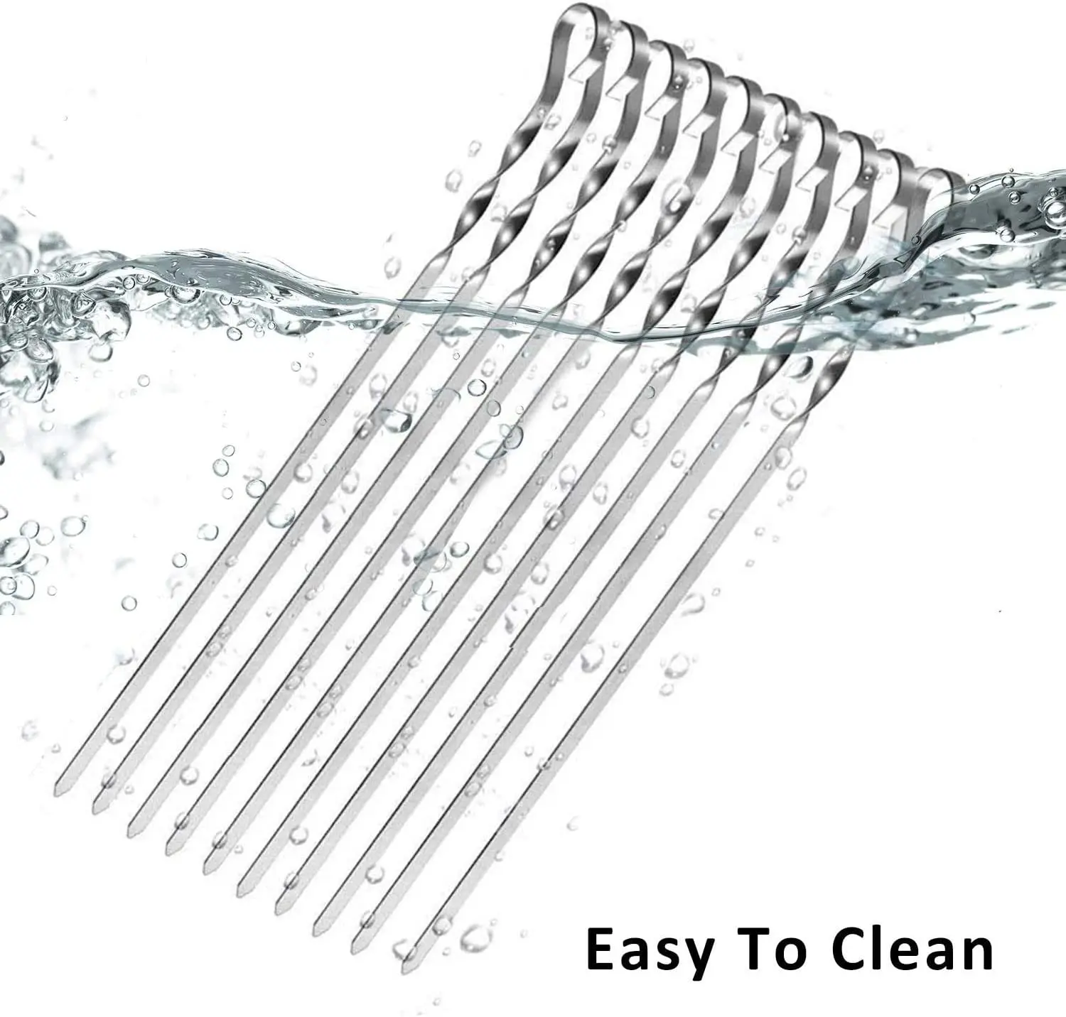 12PCS Stainless Steel BBQ Kebab Meat Skewers Set, Flat Barbecue Shish Kebab Stick for Meat Vegetables