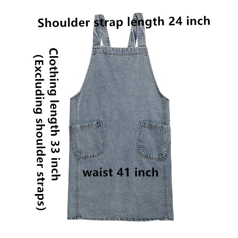 Japanese and Korean washed denim cotton kitchen canvas apron  cowboy apron for dining room flower shop manicure work