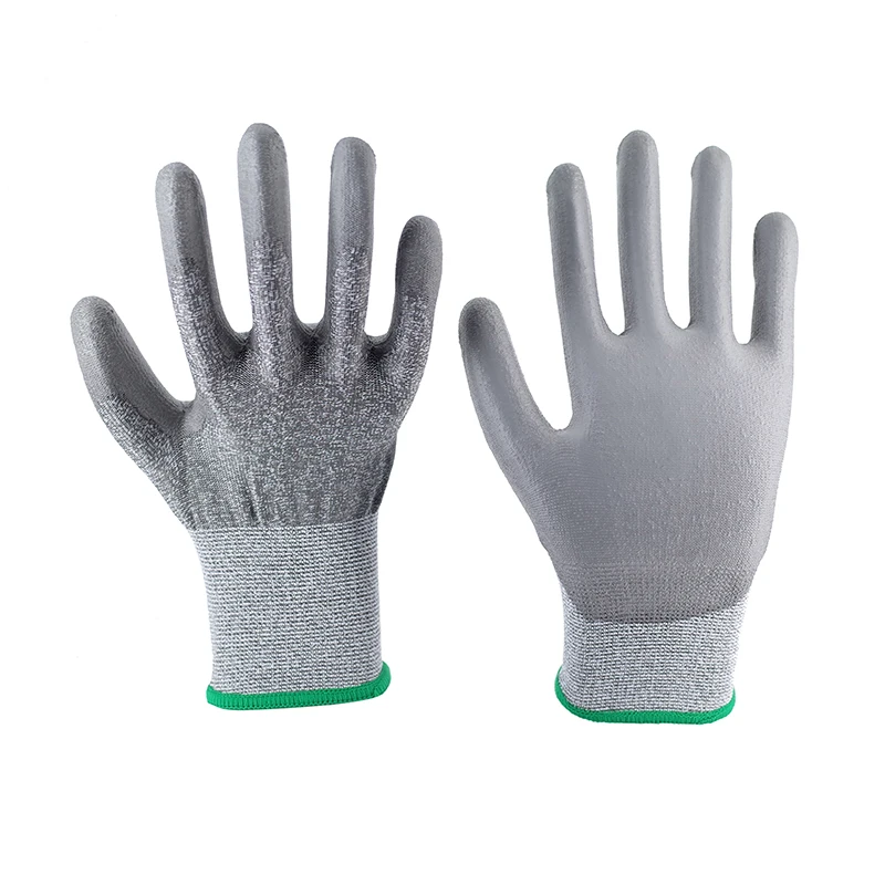 15G Factory Level A3 PU grey finish coated gloves ultrathin Anti Cut Coated Construction Work Safety cut resistant safety gloves