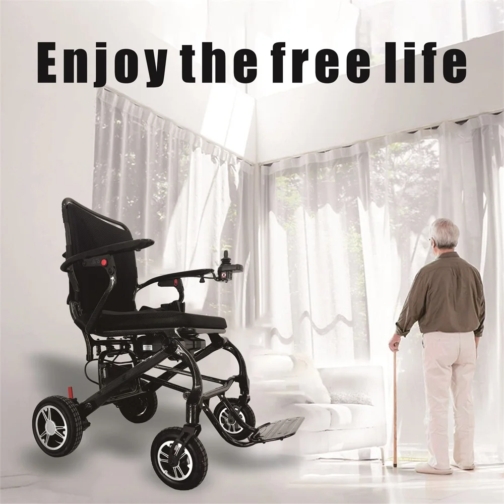 11.5kgs Light Weight with Airline Approved Lithium Battery Power Wheelchair Folding Carbon Fiber Traveling Electric Wheelchair