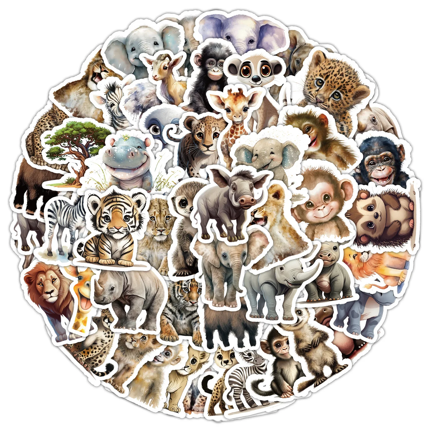 50Pcs Art Young Little Animals Cute Cartoon Graffiti Stickers For Book Bedroom Wall Vinyl Children Toy Gift Sticker