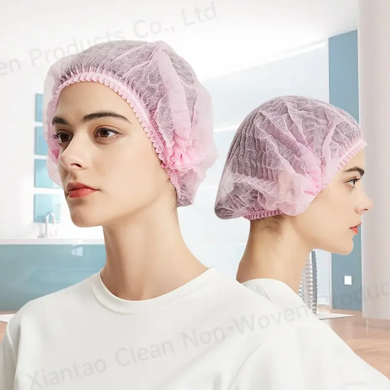 Wholesale Non-woven Disposable Clip Cap With Elastic Mob Cap Hairnet Colorful Head Cover