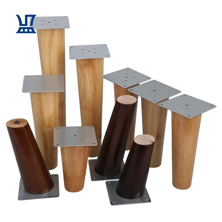BQLZR Hot selling Customized Round Oblique Tapered Natural Solid Wood Furniture Legs Parts for Bed Cabinet Feet