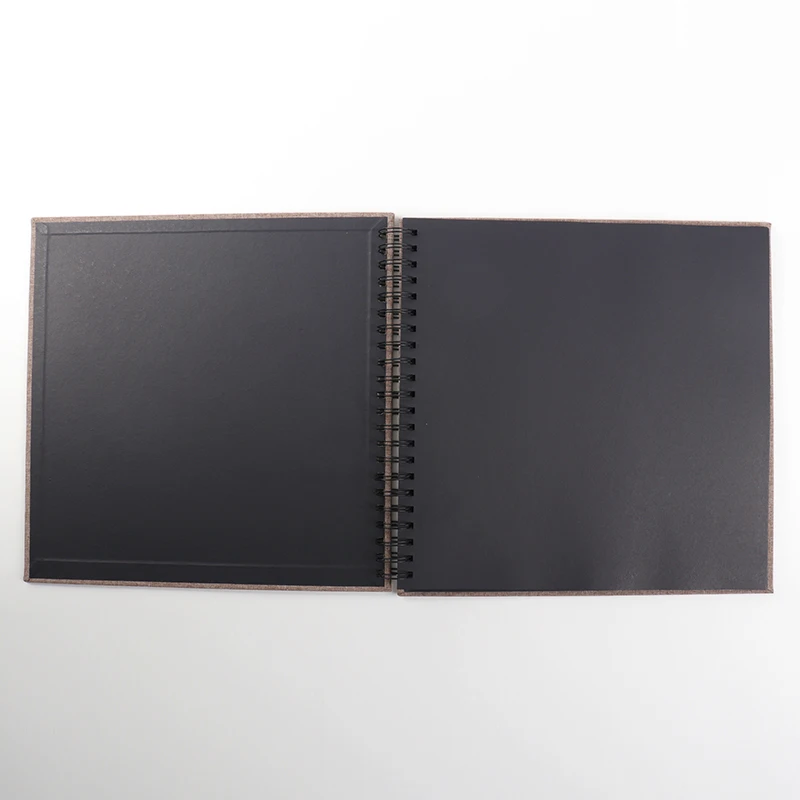 Linen Cover Spiral Binding Diy Photo Album Black Inside Pages Wholesale Scrapbook Albums
