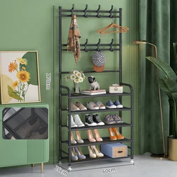 Smart-Furn 3 in 1 Entrance Coat Rack with Shoe Bench 4-5 tiers Storage Shelves Freestanding Shoes Rack for Home Office Bedroom