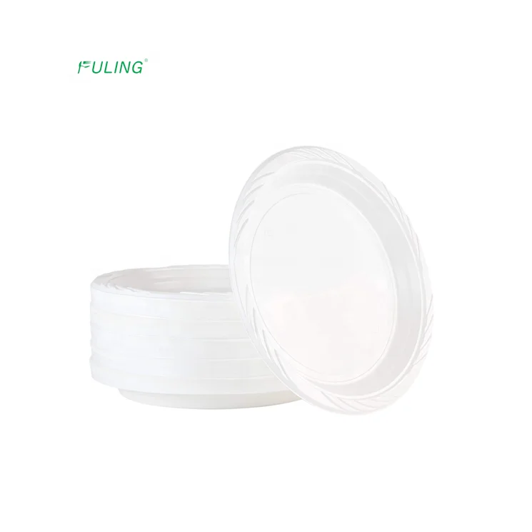 Sushi Tray Round Food Plastic White Ps Buffet Meals Plates Platos Desechables Disposable for Wedding