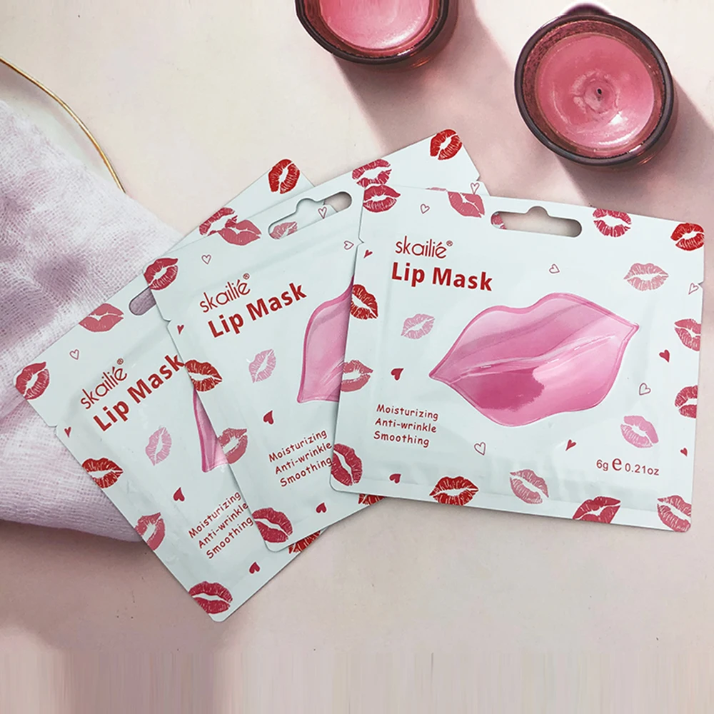 Collagen Crystal Pink Lip Mask Anti-Ageing & Anti Chapped Reduce lip Wrinkles Fade Lip Color Care Pads