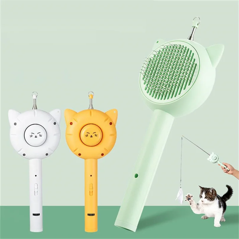 Wholesale Rechargeable Pet Massage Comb Dog Cat Grooming Hair Remover Brush Interactive Laser Cat Teaser Stick