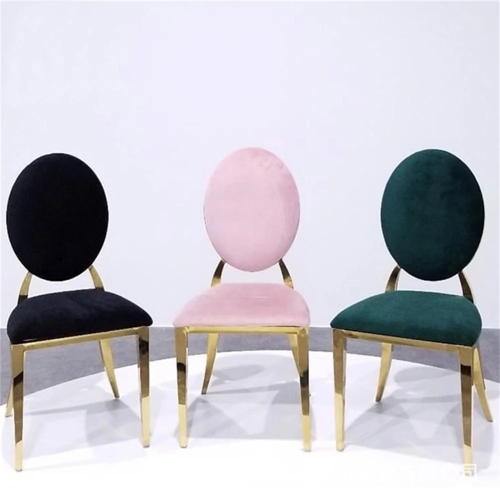 Wholesale Classic Round Back Banquet Chair Gold Black Stainless Steel Dining Wedding Chairs