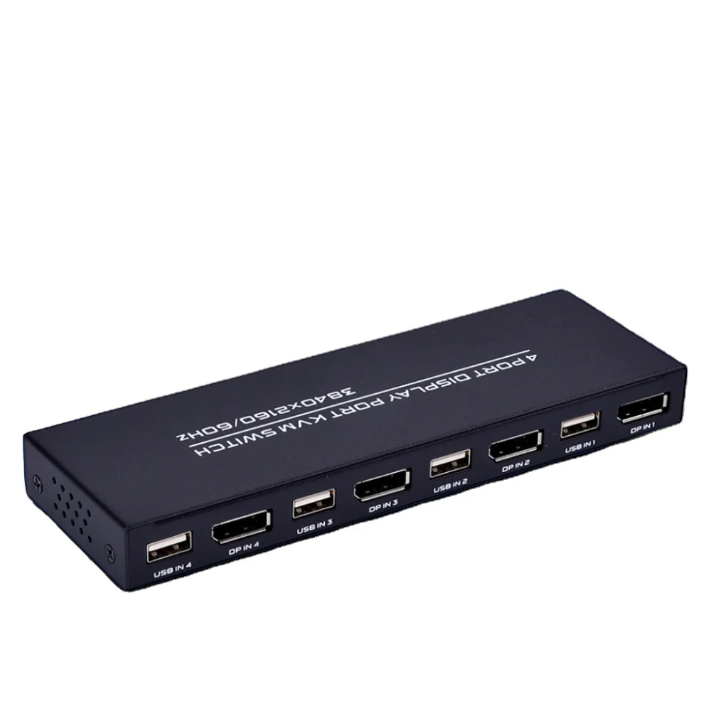FJ-DK401 FJGEAR Plug and play 4 Port 4 in 1 out Display Port Kvm switch Support 3840*2160@60Hz USB 2.0 DP KVM Switch