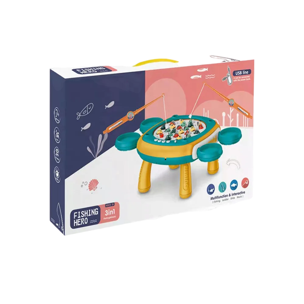 2025 circulation rotating fishing toy  electric multifunction table educational game mini fishing toy