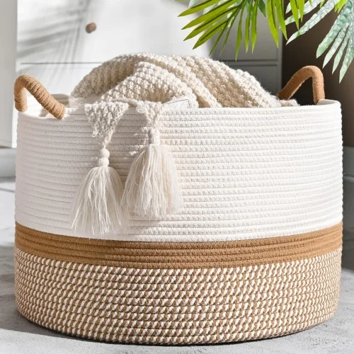 Fashion selling supplier gold collapsible blanket book storage laundry basket toys organizer with handle
