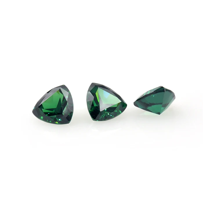 Synthetic Cubic Zirconia Supplier Factory Offers Dark Green Trillion Cut Loose Zircon Gems Stone For Jewelry