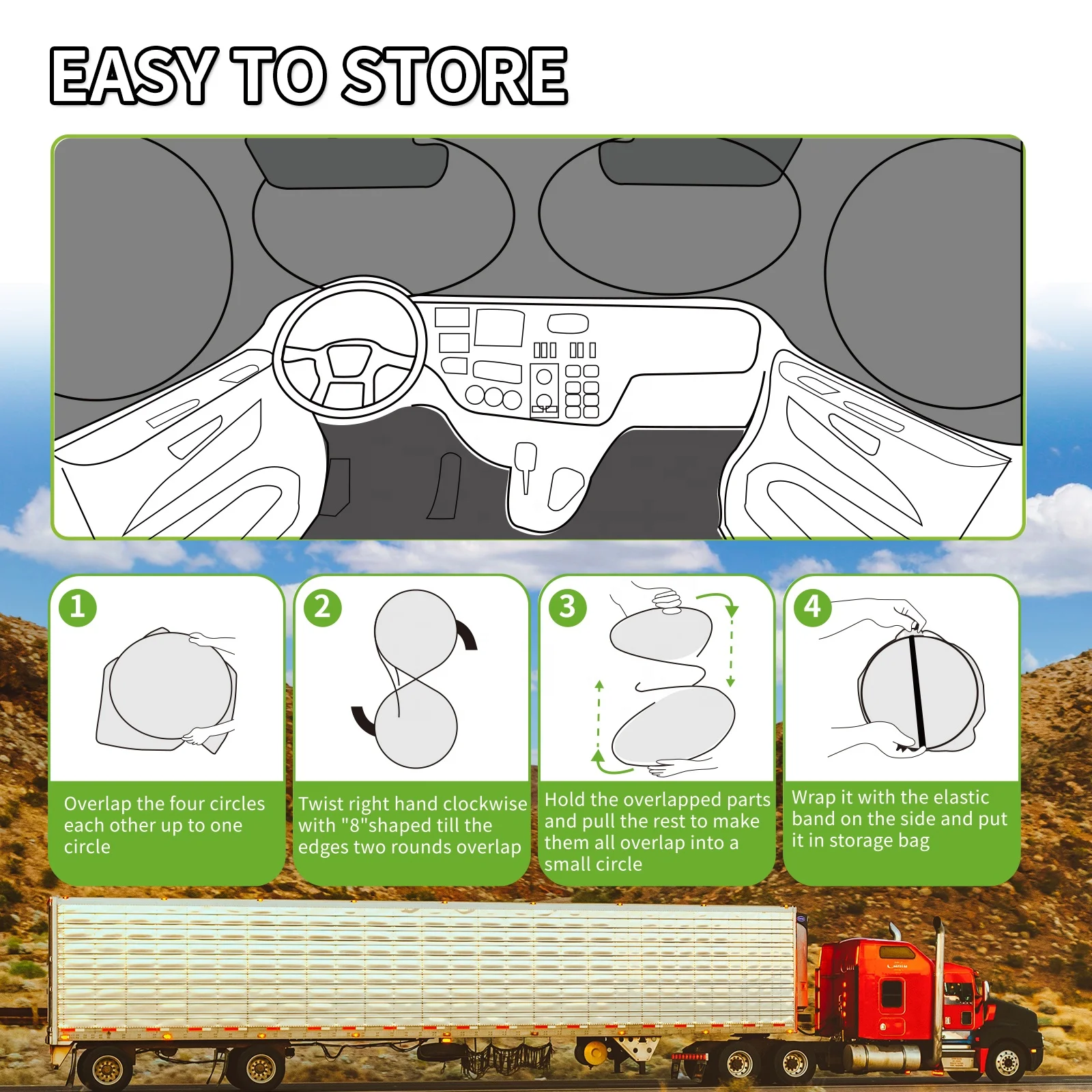 RV Accessories Semi-Truck Sun Shade for Windshield and Side Windows Semi Truck Accessories for Semi,Commercial & Big RigTruck RV