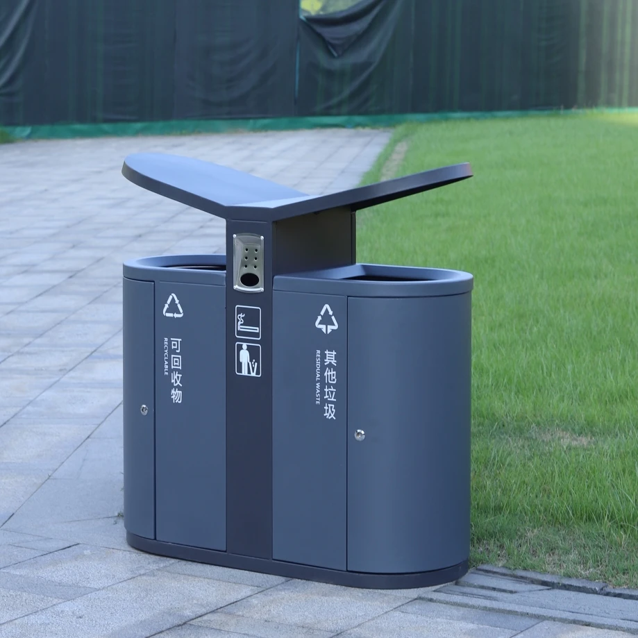 Steel dual 2 classified  trash can garbage bins for sale
