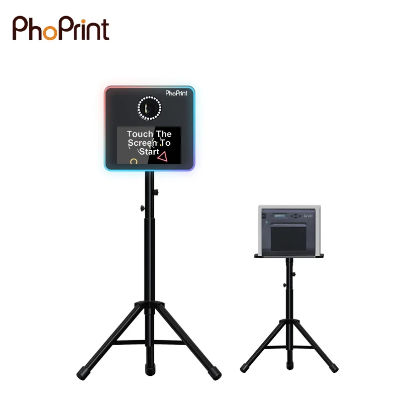 Newest round Led Light sexy china video printing photo booth Portable Multi Media christmas photo booth props