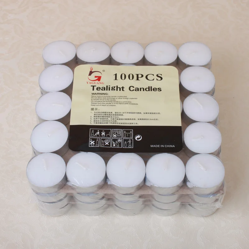 Factory Wholesale Warm Tea White Paraffin Wax 12G 3.5 Hours Smokeless Tealight Candles