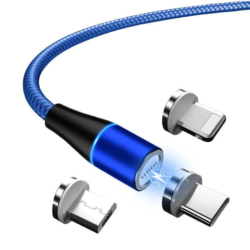 Multifunction usb cable manufacturers machine 3a type c fast charging nylon braided 3 in 1 phone usb charger magnetic data cable